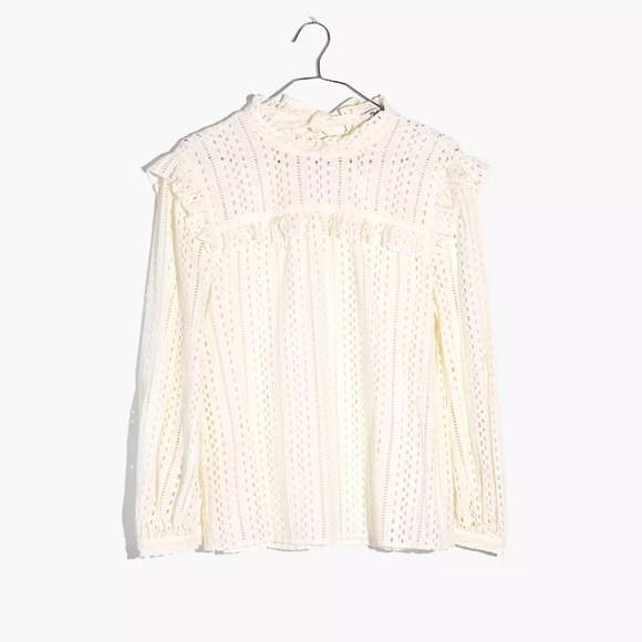 MADEWELL Eyelet Mockneck Ruffle Top - Picture 4 of 10